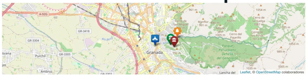 Varios marcadores con iconos y formas diferentes