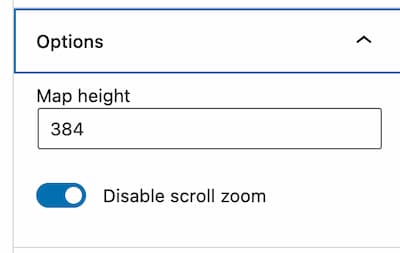 Sección de altura del mapa en el bloque simple de Map Block Leaflet