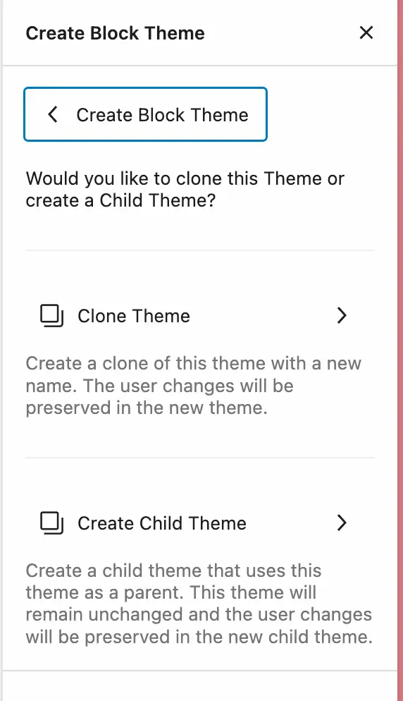 Opciones de Create Theme
