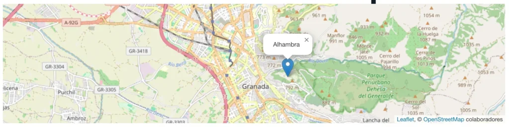 marcador nativo en leaflet map con popup visible por defecto