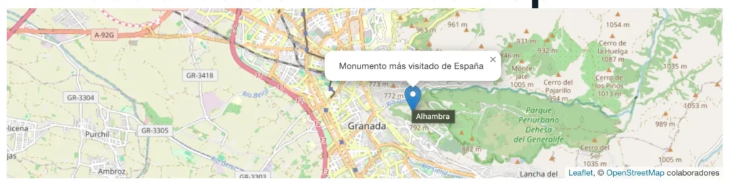 Marcador nativo en Leaflet Map con tooltip