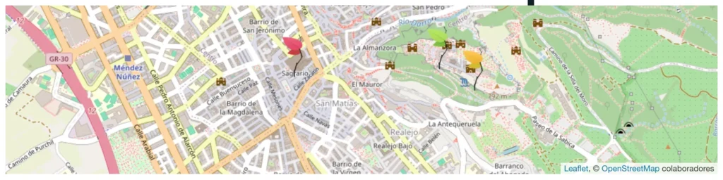varios marcadores con iconos diferentes